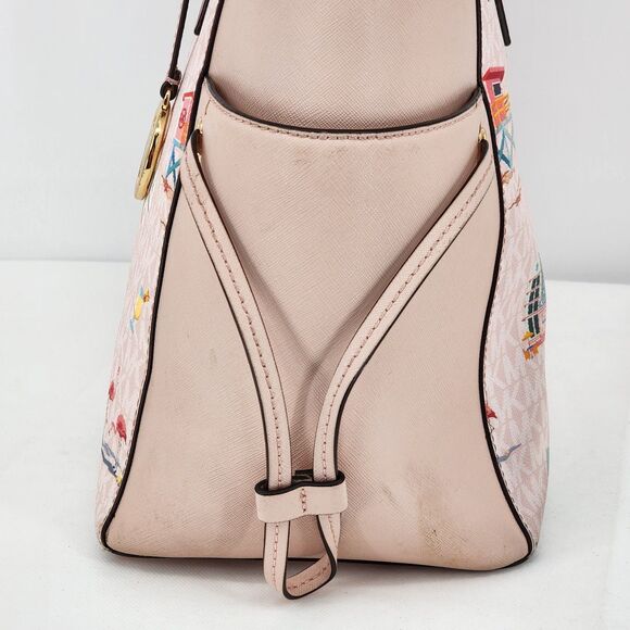 Michael Kors Gilly Beach Pink Logo Large Drawstring Travel Tote Bag - Picture 9 of 15